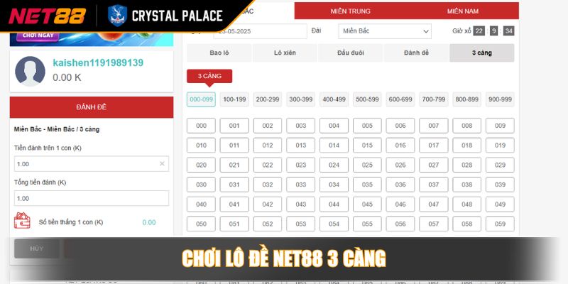 Chơi lô đề NET88 3 càng